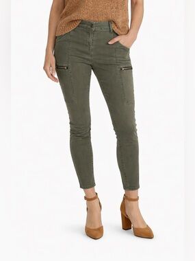 Pistola Olive Green Zip Pocket Skinny Jeans Size 27 Stretch Mid Rise Ankle